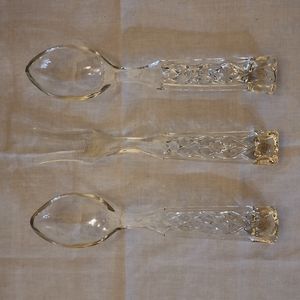 Vintage Anchor Hocking Cystal Diamond Glass Salad Serving Set